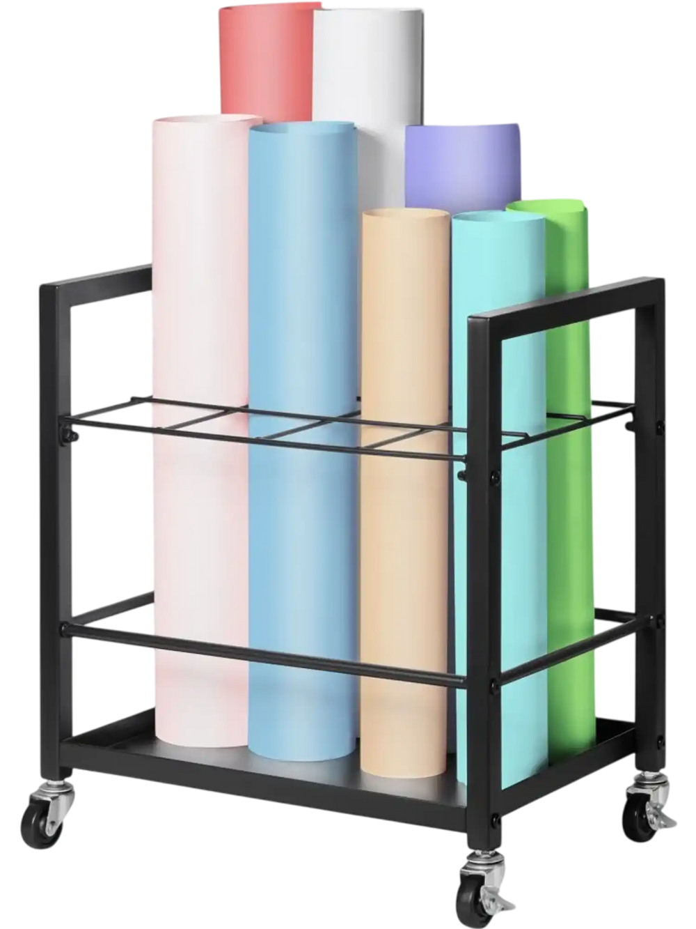 VEVOR Blueprint Storage Rack, 12 Slots Blueprint Holder with Wheels, Mobile Metal Blueprint Storage Cart for Map Poster Architectural Construction Plan, Roll File Organizer for Home, Office, School
