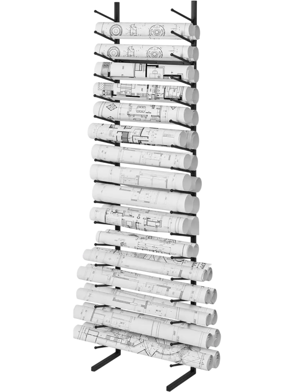 VEVOR Blueprint Storage Rack, Hanging Poster Display Rack 16-Tier, Vertical Blueprint Roll File Holder 2 Rolls/tire, Roll File Storage Rack for Blueprint Map Poster