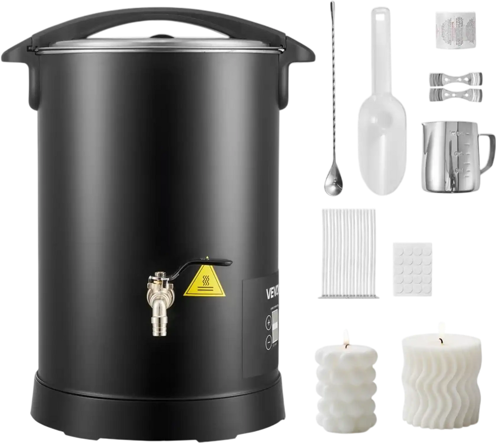VEVOR Wax Melter for Candle Making, 10.6 Qts, Fast and Even Heating, with Easy Pour Spout and Temp Digital Display, Hourglass Base for Non-Stick Smooth Flow, Wax Melting Pot for Making Candles Soaps
