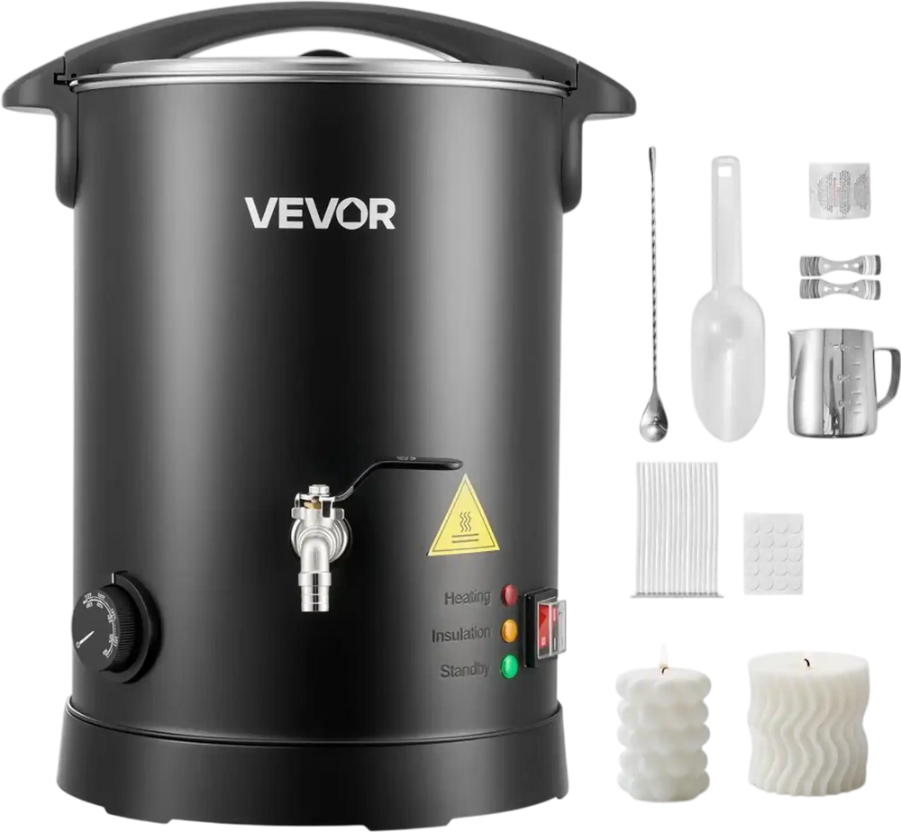 VEVOR Wax Melter for Candle Making, 8.5 Qts, Fast and Even Heating, with Easy Pour Spout and Temperature Control, Hourglass Base for Non-Stick Smooth Flow, Wax Melting Pot for Making Candles Soaps