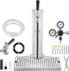 VEVOR Kegerator Tower Kit, Single Tap Beer Conversion Kit, Stainless Steel Keg Beer Tower Dispenser with Dual Gauge CGA320 Regulator & D-System Keg Coupler, Beer Drip Tray for Party Home