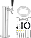 VEVOR Single Faucet Draft Beer Tower Dispenser, Stainless Steel Keg Beer Tower, Kegerator Tower Kit with Pre-Assembled Tubing and Self-Closing Faucet Shank for Party, Bar, Pub, Restaurant