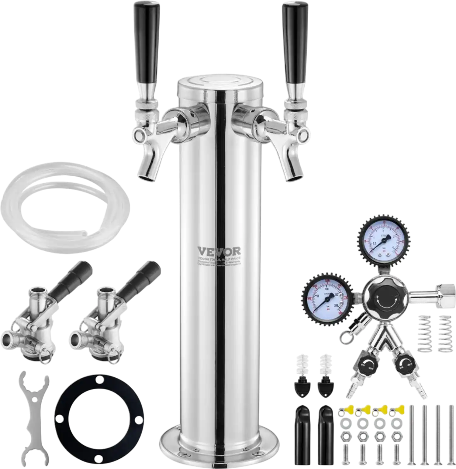 Vevor Kegerator Tower Kit Dual Tap Stainless Steel Beer Dispenser New