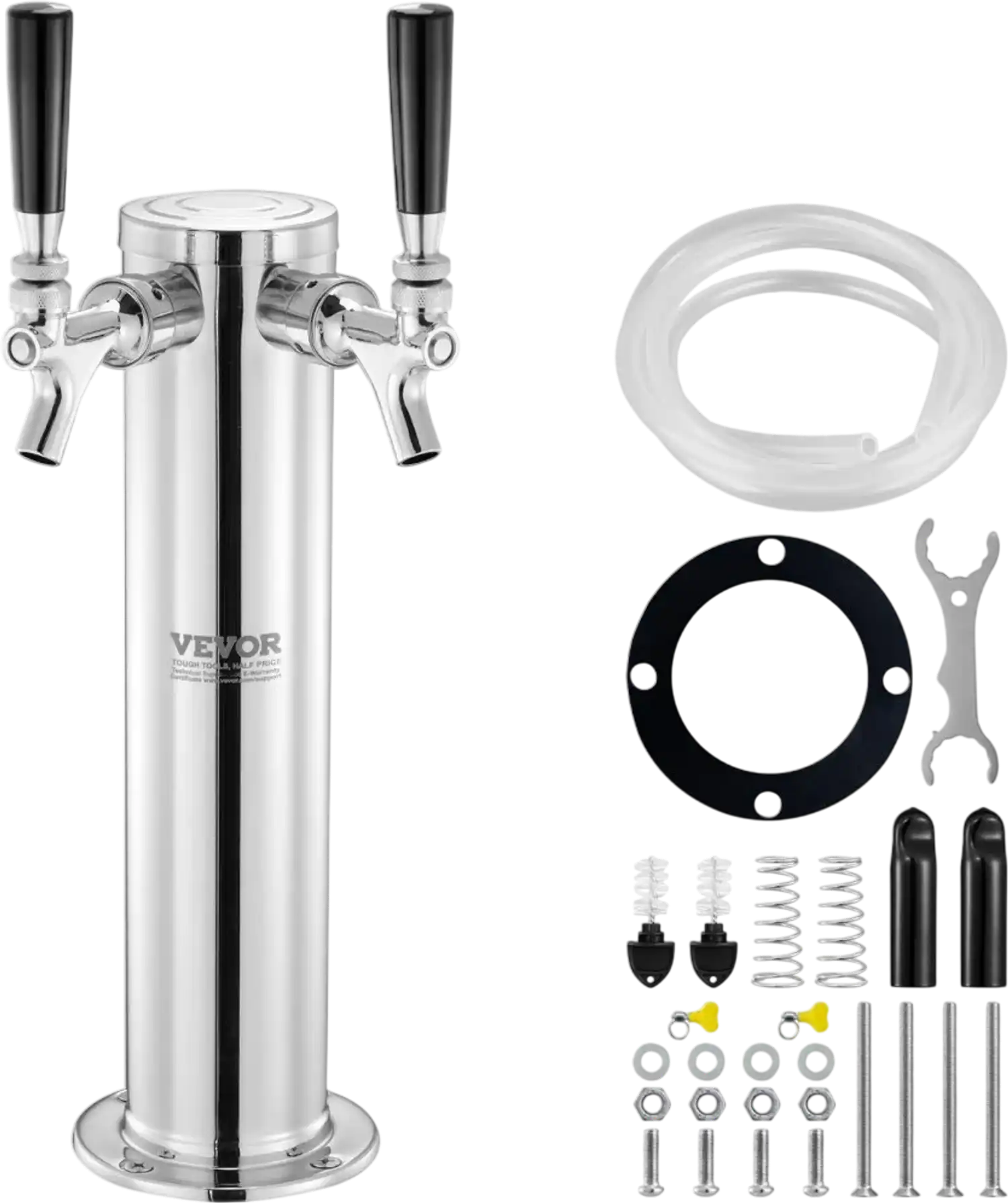 Vevor Draft Beer Tower Dual Tap Stainless Steel Kegerator Tower Kit New