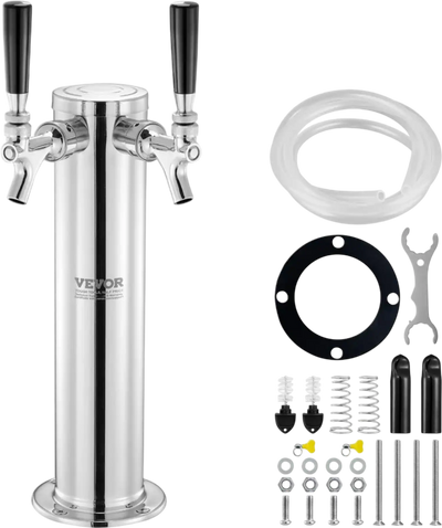 Vevor Draft Beer Tower Dual Tap Stainless Steel Kegerator Tower Kit New