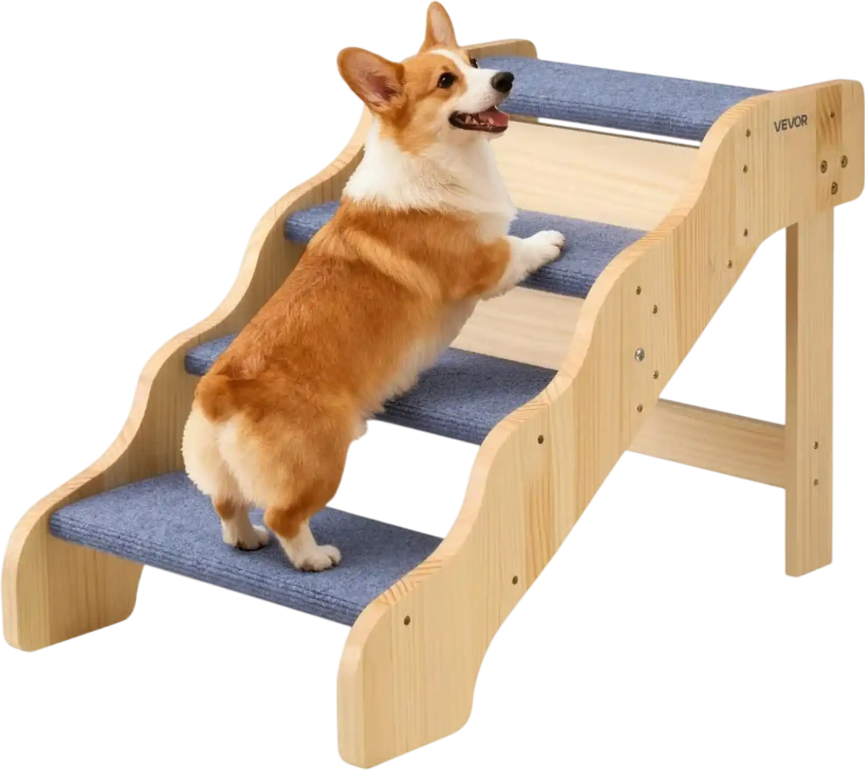 Vevor Dog Stairs 4-Step Wood Pet Stairs for Beds, Sofas & Cars New