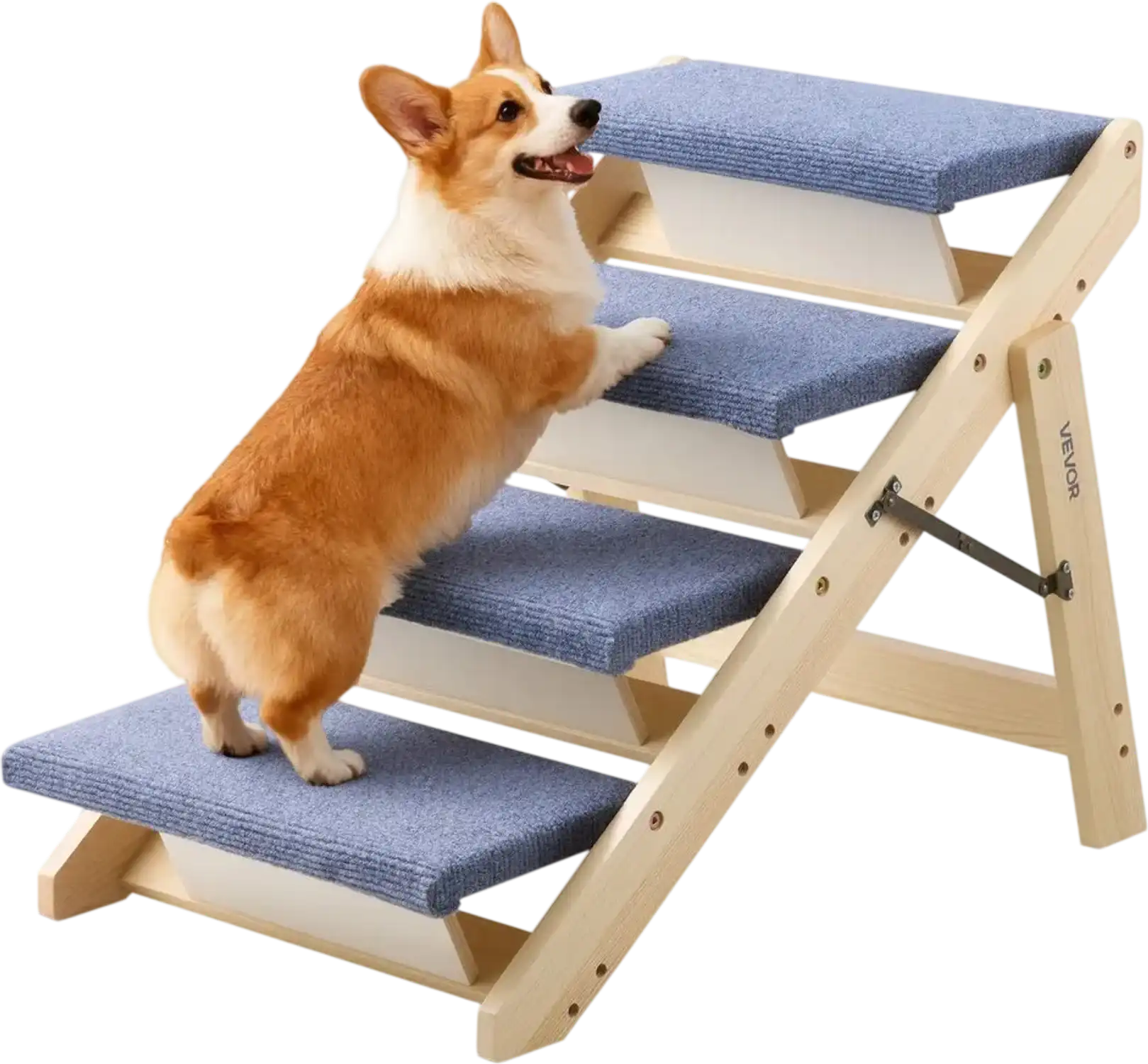 Vevor Dog Stairs 4-Step Foldable Wood Pet Steps New