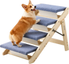 VEVOR Wood Pet Stairs, 4-Step Dog Stairs for Beds, Sofa & Cars, 150lbs Load Capacity, Floded Flat Design, Stable & Sturdy Cat & Dog Step Ladder for Small Medium Large Older Pet Puppy Essentials