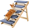 VEVOR Wood Pet Stairs, 5-Step Dog Stairs for Beds, Sofa & Cars, 150lbs Load Capacity, Floded Flat Design, Stable & Sturdy Cat & Dog Step Ladder for Small Medium Large Older Pet Puppy Essentials