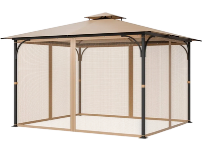 VEVOR Gazebo Netting Replacement, Fit Most 10 x 12 x 7.3 FT Gazebo, Outdoor Garden Gazebo Net, 4-Panel Sidewall Mesh Gazebo Curtain, Patio Midge Netting with Double Zipper, Canopy Screen (Netting Only)