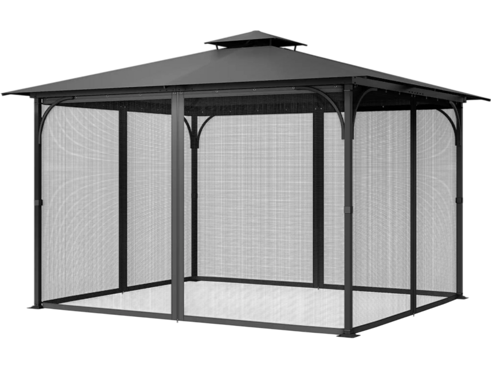 VEVOR Gazebo Netting Replacement, Fit Most 10 x 13 x 6.8 FT Gazebo Curtain, Outdoor Garden Net, 4-Panel Sidewall Mesh Net, Patio Midge Netting with Double Zipper, Canopy Screen (Netting Only)