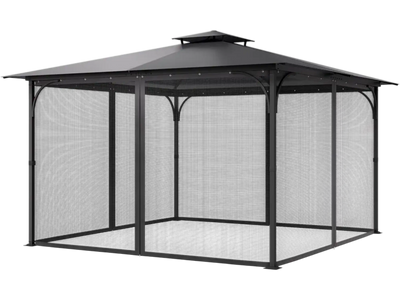 VEVOR Gazebo Netting Replacement, Fit Most 12 x 12 x 7.5 FT Gazebo Curtain, Outdoor Garden Net, 4-Panel Sidewall Mesh Net, Patio Midge Netting with Double Zipper, Canopy Screen (Netting Only)