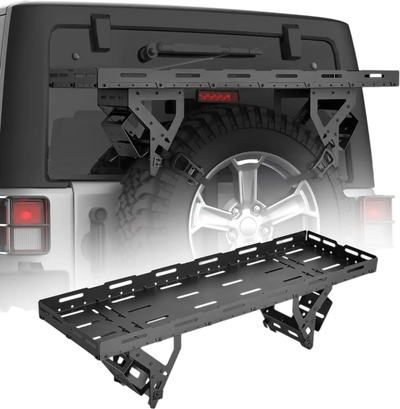 VEVOR Spare Tire Cargo Basket, for 30-40 Inch Tires, Fit for 1976-2024 Jeep Wrangler JK JL TJ YJ CJ, 80 lbs Load Capacity, Utility Cargo Basket Rack Storage Tray Replacement, No-Drill Installation