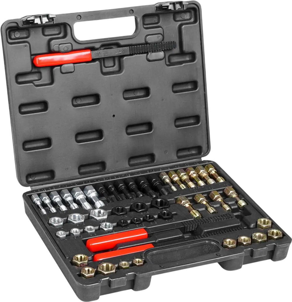 VEVOR 49-Piece Thread Chaser Set, UNC UNF and Metric Thread Restorer Tool, Rethreading Tool Kit with 22 Taps 24 Dies 3 Thread Files Storage Case, Heat Treated Steel, for Mechanics DIY Enthusiasts
