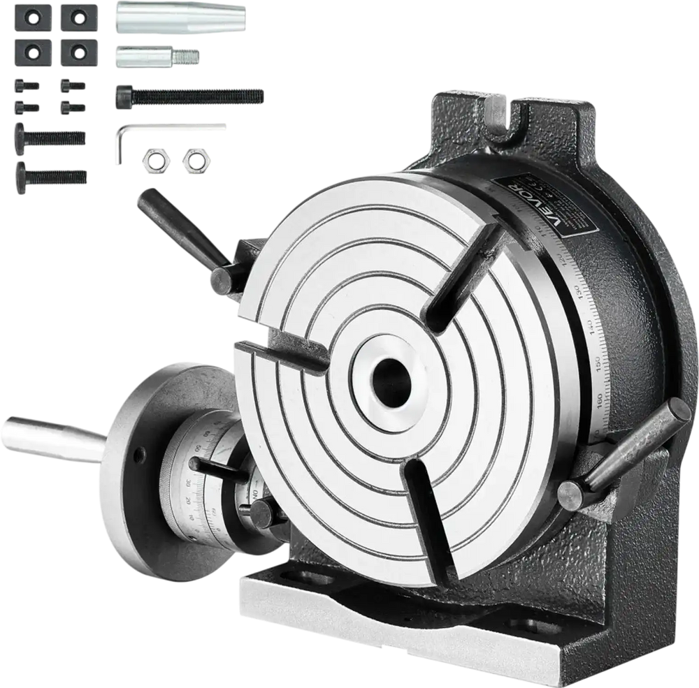 VEVOR Horizontal Vertical Rotary Table 8 in Precision Milling Rotary Table, with T-Slot & Graduated Scale, Worm Gear Adjustment, Cast Iron, Precision Indexing, for Milling Machines & Drill Presses