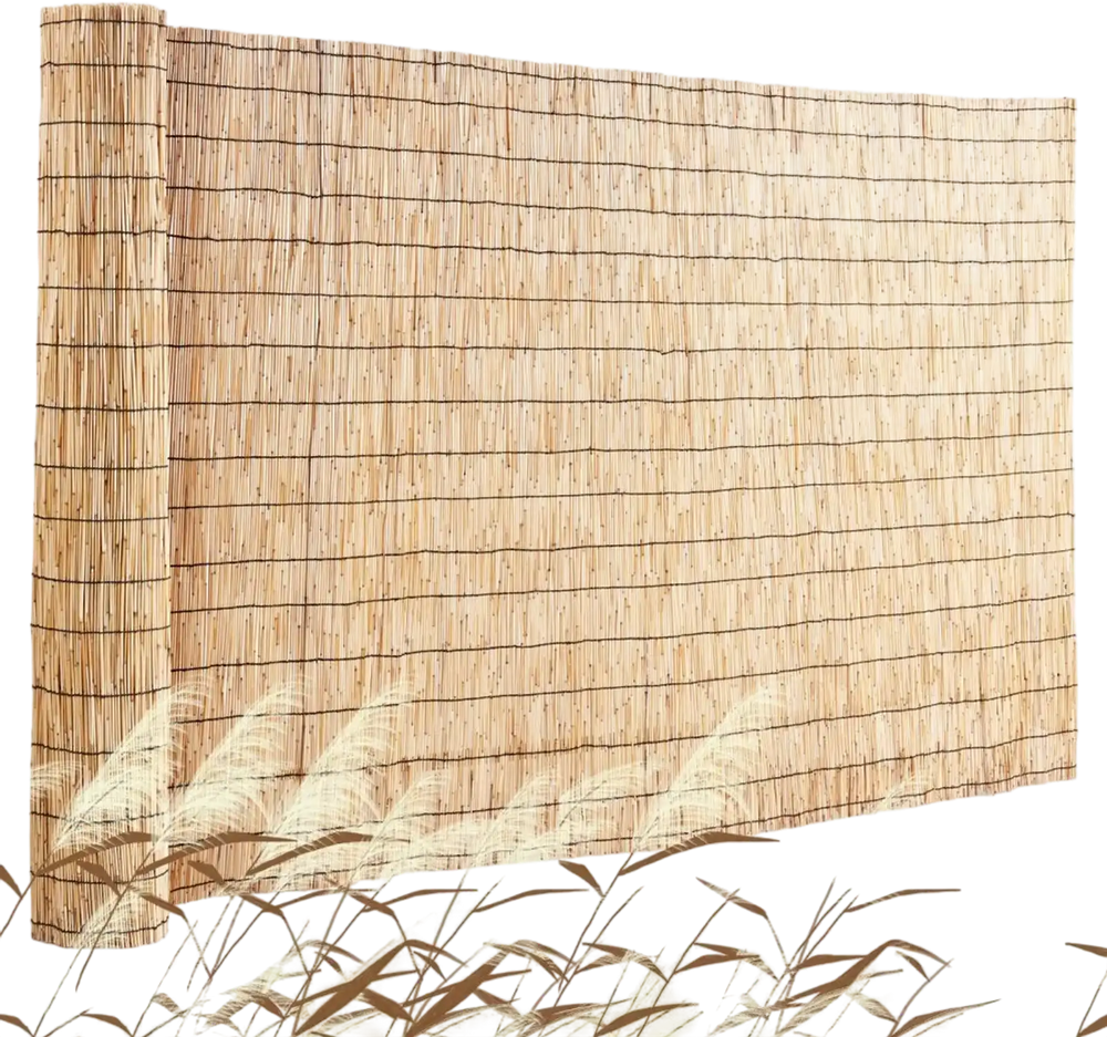 VEVOR Natural Reed Fencing, 5.5 ft x 16.4 ft, Reed Screen Curtain Balcony Reed Fence Roll for Outdoor Backyard Patio, Decorative Fence for Backyard Garden Fencing Divider, Privacy Screen Panel Curtain
