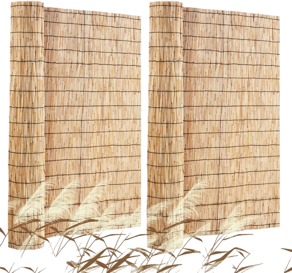VEVOR Natural Reed Fencing, 4 ft x 16.4 ft, 2 Pack Reed Screen Curtain Balcony Reed Fence Roll for Outdoor Backyard Patio, Decorative Fence for Backyard Garden Fencing Divider, Privacy Screen Panel