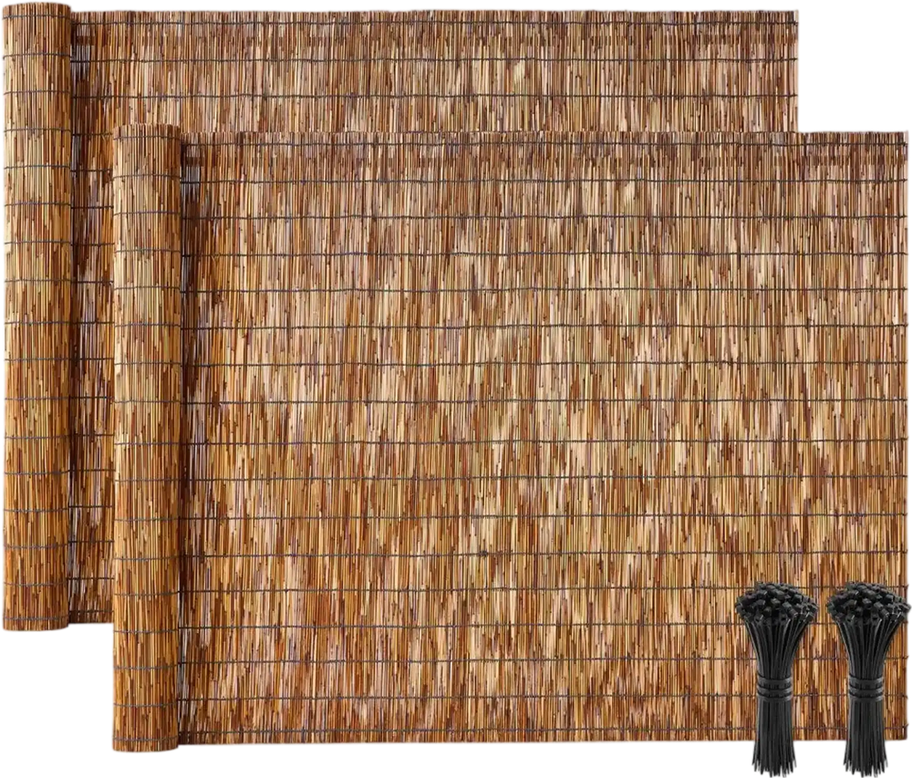 VEVOR Natural Reed Fencing, 4 ft x 16.4 ft, 2 Pack Decorative Natural Reed Fencing Roll, Decorative Fence for Divider, Privacy Screen Panel Curtain for Balcony Patio Garden Backyard Outdoor, Brown
