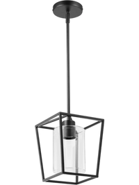 VEVOR 1-Light Black Pendant Light, 1 Pack, Farmhouse Iron Cage Metal Pendant Lighting with Clear Glass Shade, Adjustable Height Hanging Ceiling Lighting for Bedroom, Hallway, Entryway, Kitchen
