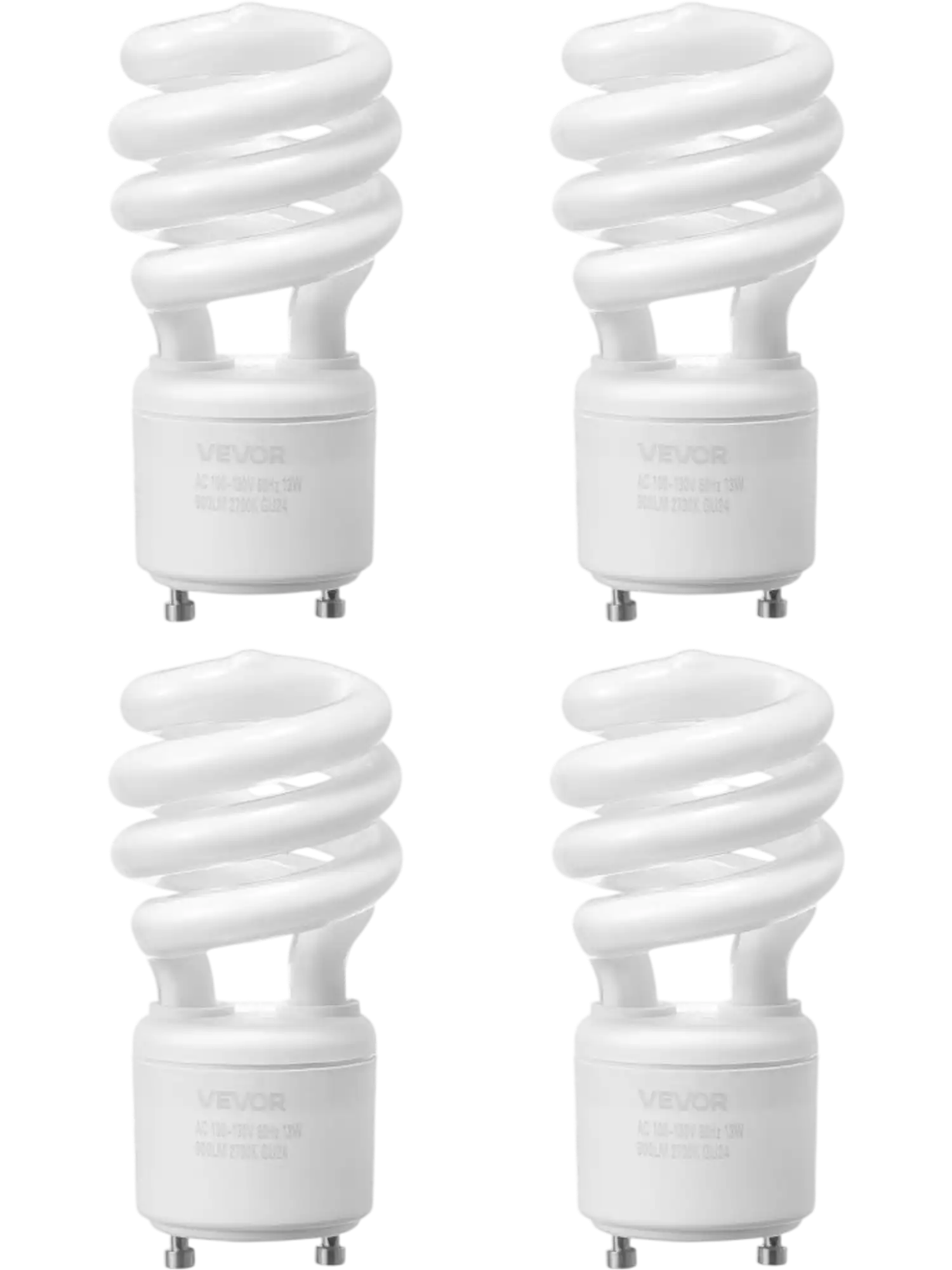 Vevor CFL Bulbs Spiral 13W GU24 4-Pack Warm Light New