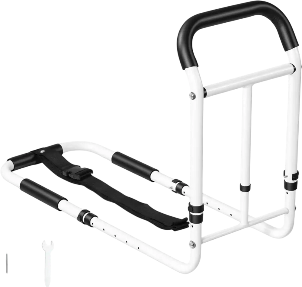 VEVOR Bed Rail for Elderly Adults 200LBS Loading Bed Side Assist Rail, High-Strength Steel Bedside Cane for Seniors, with Adjustable Height & Base Length, Non-Slip Handle, Fit King Queen Full Twin Bed