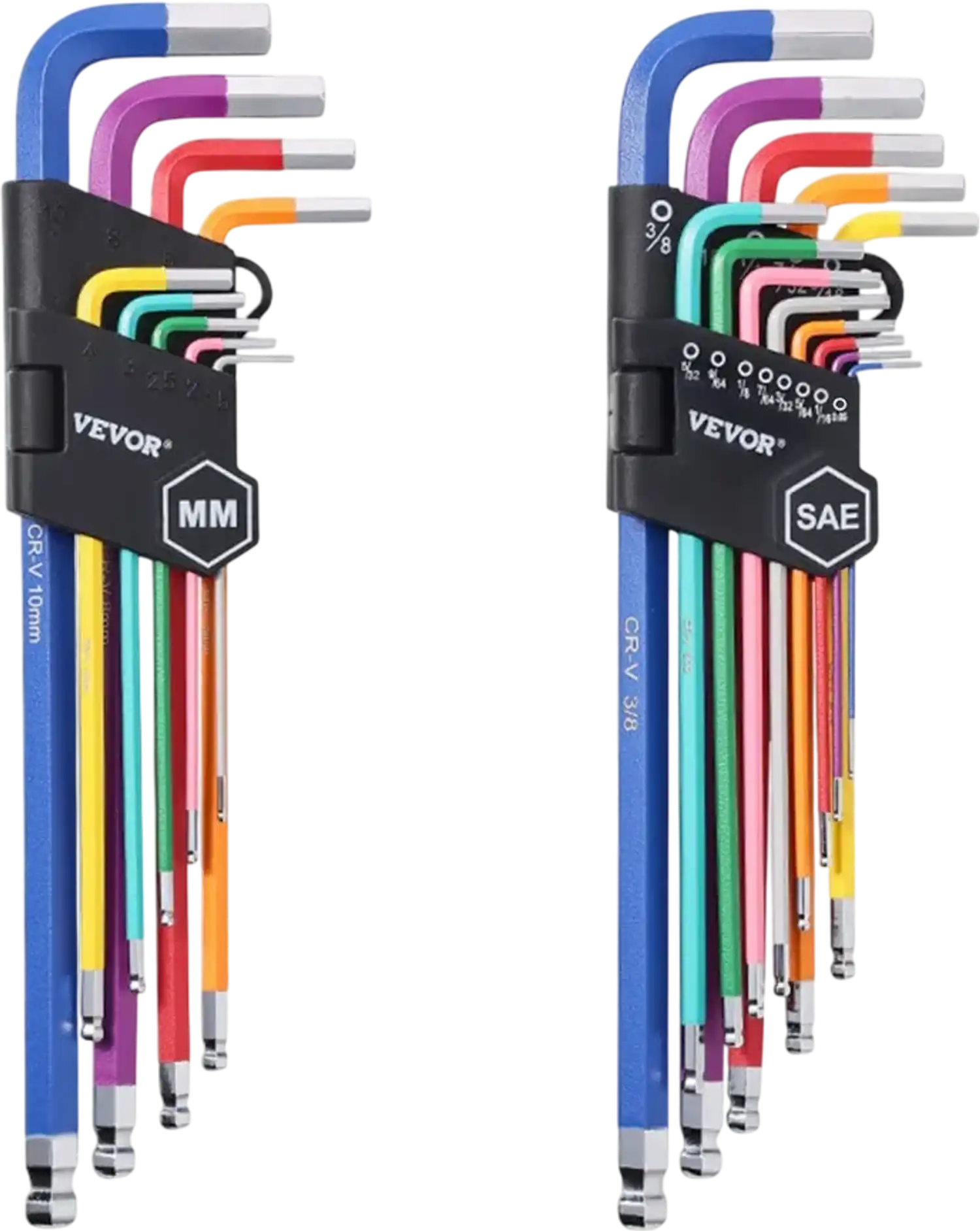 Vevor Hex Key Set 22-Piece SAE and Metric Long Arm Ball End Allen Wrench Set New