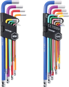 VEVOR Hex Key Allen Wrench Set, 22 pcs SAE (0.050-3/8 in) and Metric (1.5-10 mm), Color Coding Allen Wrenches Sets with Ball End, Long Arm L-Shaped Hex Key for Bicycle, Household, Automobile Repair