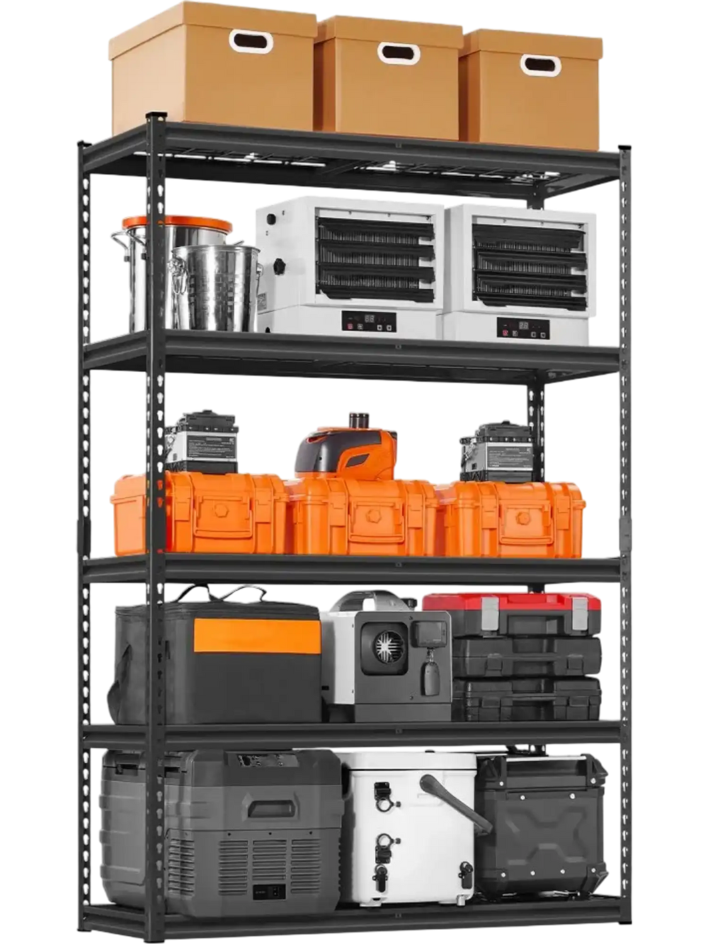 VEVOR Storage Shelves, 2500 lbs, 5 Tier Heavy Duty Garage Shelving, 18" D x 48" W x 72" H Adjustable Metal Shelves for Industrial Shelving Unit Utility Shelf, for Kitchen, Warehouse, Basement, Black
