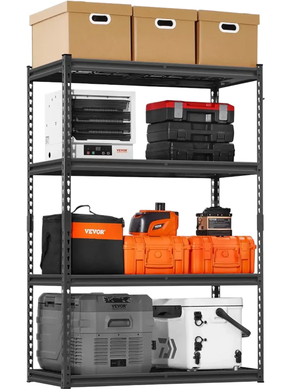 VEVOR Storage Shelves, 2400 lbs, 4 Tier Heavy Duty Garage Shelving, 20" D x 40" W x 60" H Adjustable Metal Shelves for Industrial Shelving Unit Utility Shelf, for Kitchen, Warehouse, Basement, Black