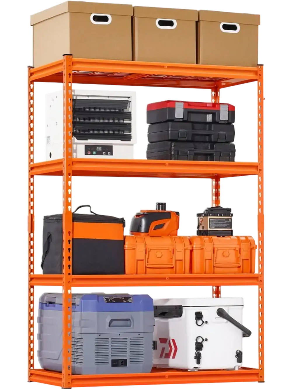 VEVOR Storage Shelves, 2400 lbs, 4 Tier Heavy Duty Garage Shelving, 20" D x 40" W x 60" H Adjustable Metal Shelves for Industrial Shelving Unit Utility Shelf, for Kitchen, Warehouse, Basement, Orange