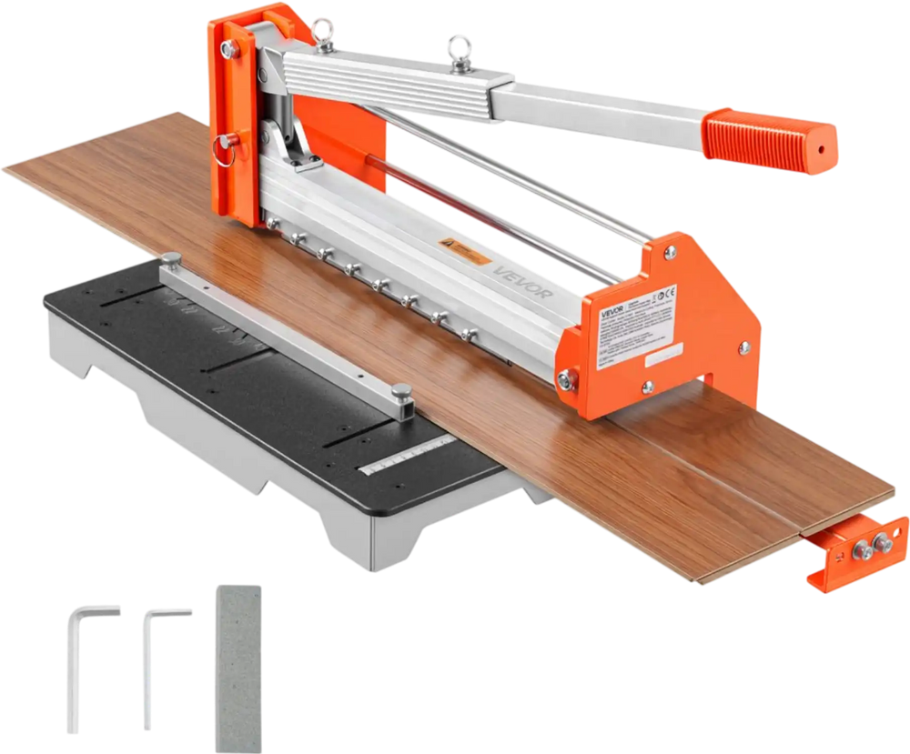 VEVOR 12 inch Vinyl Floor Cutter, 16mm Thick Laminate Flooring Cutter with Upgraded Labor-Saving Aluminum-Alloy Lever, Telescoping Support Plate, Cuts Engineered Wood, LVT, VCT, SPC, LVP, WPC