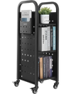 VEVOR Rolling Library Book Cart, 220 lbs Capacity, 12.6 x 13.8 x 36.8-Inch Library Cart, Single Sided L-Shaped Shelves with 2-Inch Lockable Wheels, Book Truck for Home Shelves Office and School, Black