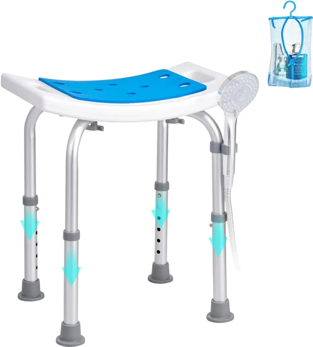 VEVOR Shower Chair, Adjustable Height Shower Stool, Shower Seat for Inside Shower or Tub, Non-Slip Bench Bathtub Stool Seat for Elderly Disabled Handicap, 350 LBS Capacity