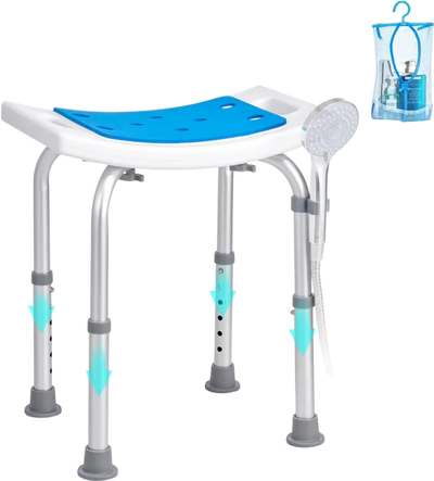 VEVOR Shower Chair, Adjustable Height Shower Stool, Shower Seat for Inside Shower or Tub, Non-Slip Bench Bathtub Stool Seat for Elderly Disabled Handicap, 350 LBS Capacity