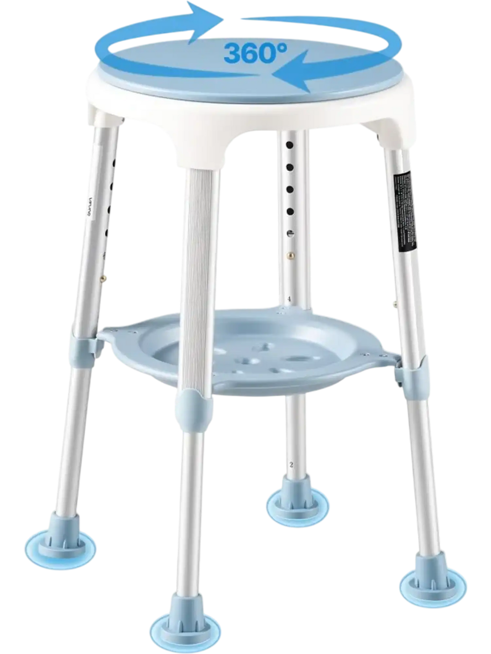 VEVOR Swivel Shower Chair 360 Degree, Height Adjustable Bath Seat for Inside Showers or Tubs, Non-Slip Rotating Bathtub Stool with Storage Tray for Elderly Disabled Injured, 350LBS Capacity