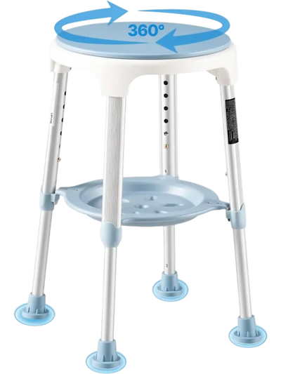 Vevor Shower Chair 360° Swivel Height Adjustable Bath Seat with Storage Tray 350 lbs New