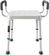 VEVOR Shower Chair with Armrest, 6-Level Height Adjustable Bath Seat for Inside Shower or Tubs, Non-Slip Bathroom Bathtub Chair for Elderly Disabled Injured, 400LBS Capacity