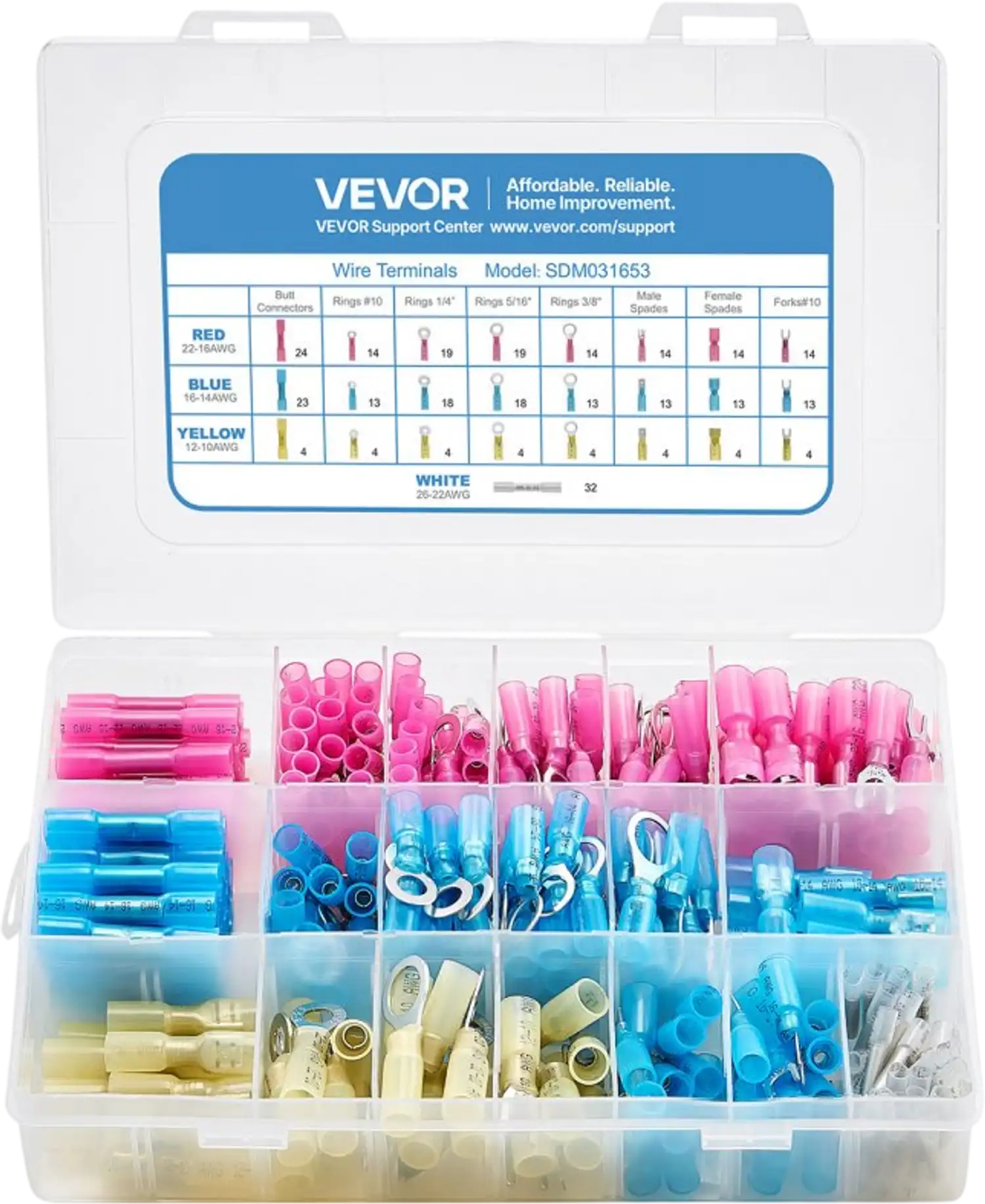 Vevor Wire Connectors 320-Piece Heat Shrink Waterproof Crimp Terminal Kit New