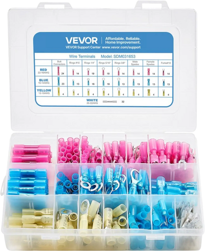 Vevor Wire Connectors 320-Piece Heat Shrink Waterproof Crimp Terminal Kit New
