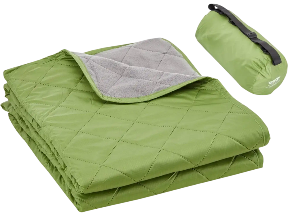 VEVOR Camping Blanket, Large Warm Stadium Blanket, Waterproof & Windproof, 330GSM Polyester Fleece, Flame Retardant, Great for Outdoors, Picnics, Hiking, Sports Events, Travel, 82" x 55", Bicolor