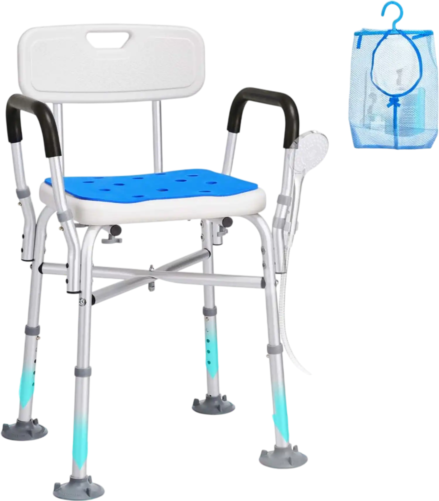 Vevor Shower Chair Adjustable Height Padded Arms and Back 400 lbs New