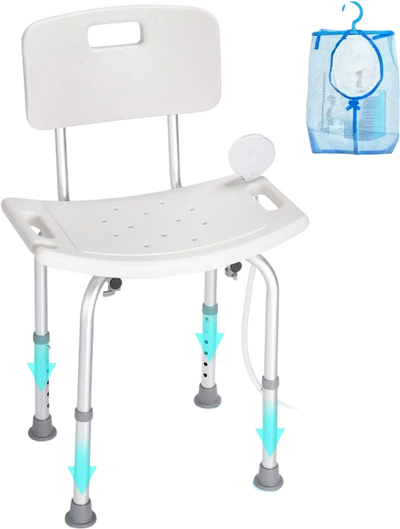 VEVOR Shower Chair, Shower Seat with Back, Adjustable Height Shower Stool, Shower Chair for Inside Shower Bathtub, Non-slip Bathroom Bench Bath Chair for Elderly Disabled Handicap, 350 lbs Capacity
