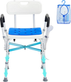 Shower Chair Seat, 400 lbs Capacity, Shower Stool with Crossing Bar, Padded Armrests and Back, Shower Chair for Inside Shower Bathtub, Adjustable Height Bench Bath Chair for Elderly Disabled