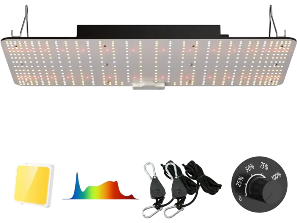 VEVOR LED Growth Illumination, 200W Full Spectrum Adjustable, Efficient Samsung 2B1B Diodes Light for Indoor Seedling, Vegetation and Flowering in Greenhouses, Daisy Chain Compatible for 1.2x2.4/3x3 f