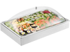 VEVOR Countertop Food Serving Display Container, 1 x 1 Pan Stainless Steel Food Serving Tray, Buffet Condiment Dispenser Display Rack with Clear Arc Lid & 3 Ice Trays, for Restaurant, Hotel, Party