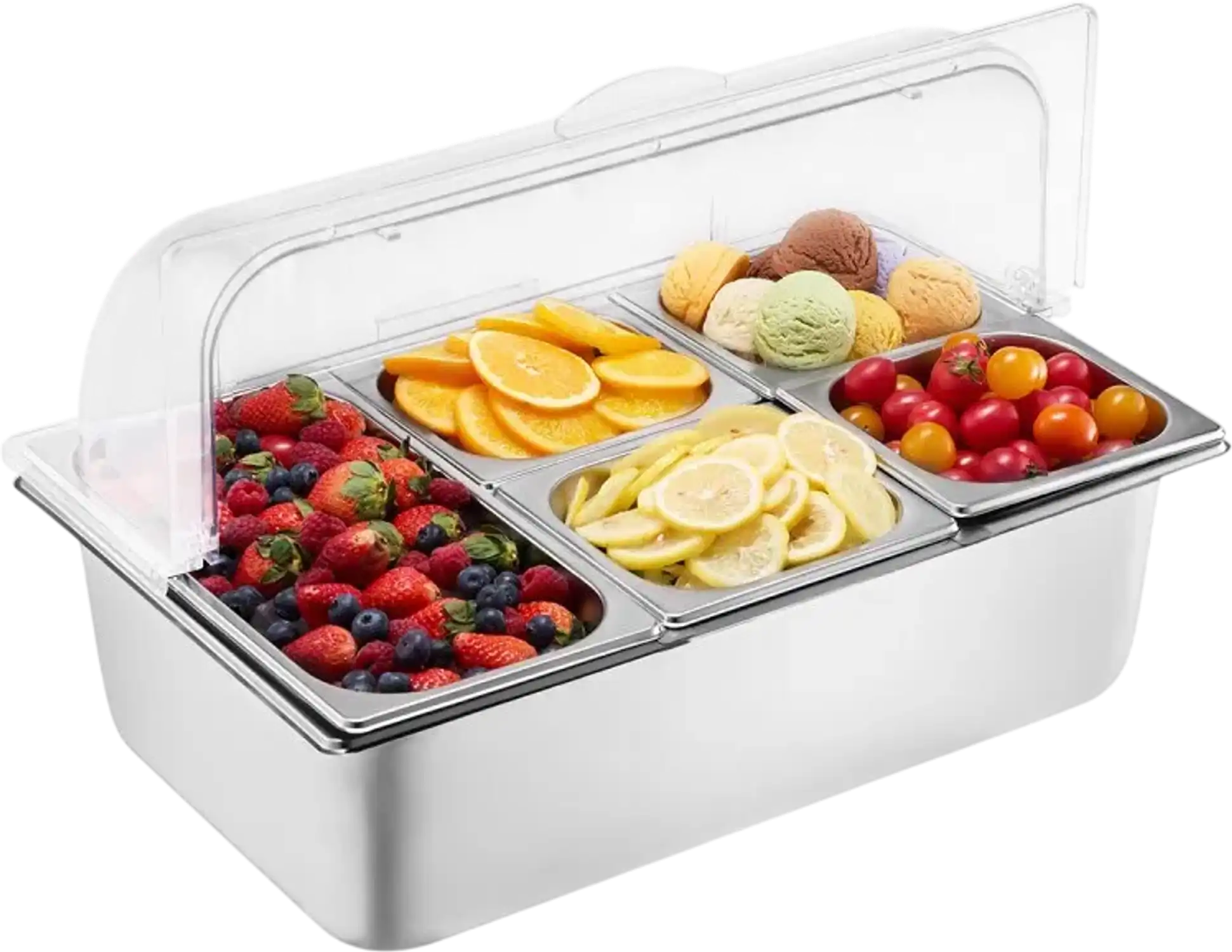 Vevor Buffet Container 5-Pan Countertop Food Serving Display with Clear Lid New