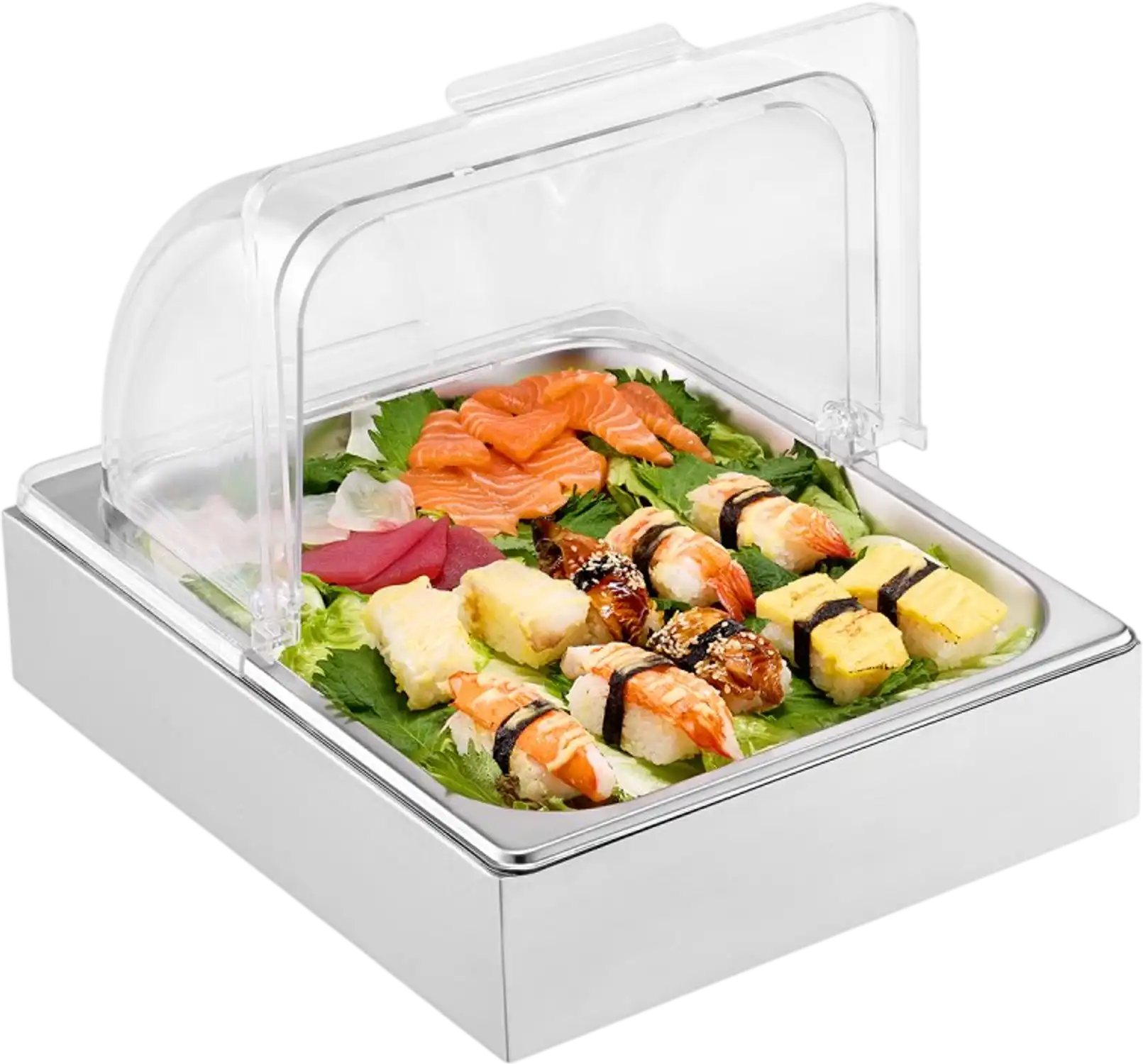 Vevor Food Serving Display Container Countertop 1/2 Pan Buffet Condiment Dispenser with Lid New