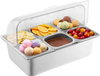VEVOR Countertop Food Serving Display Container, 6 Pan Stainless Steel Food Serving Tray, Buffet Condiment Dispenser Display Rack with Clear Lid & 3 Freezer Boxes, for Restaurant Hotel Kitchen Party