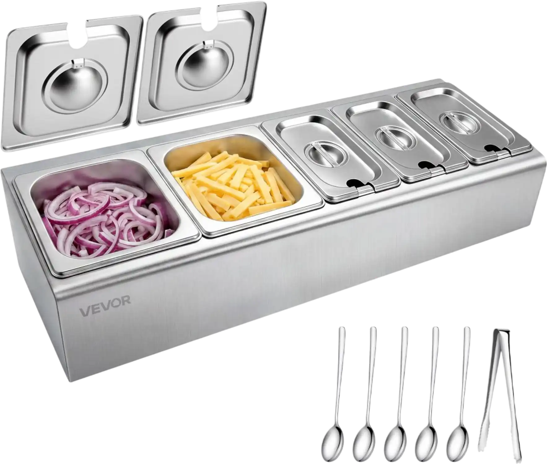 Vevor Condiment Dispenser Countertop Food Serving Display Container New