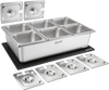 VEVOR Countertop Food Serving Display Container, Stainless Steel Food Salad Server Tray, Buffet Condiment Dispenser, Ice Cooled Rack with Separate Lid, for Restaurant, Hotel, Party (6x1/6 Pan)